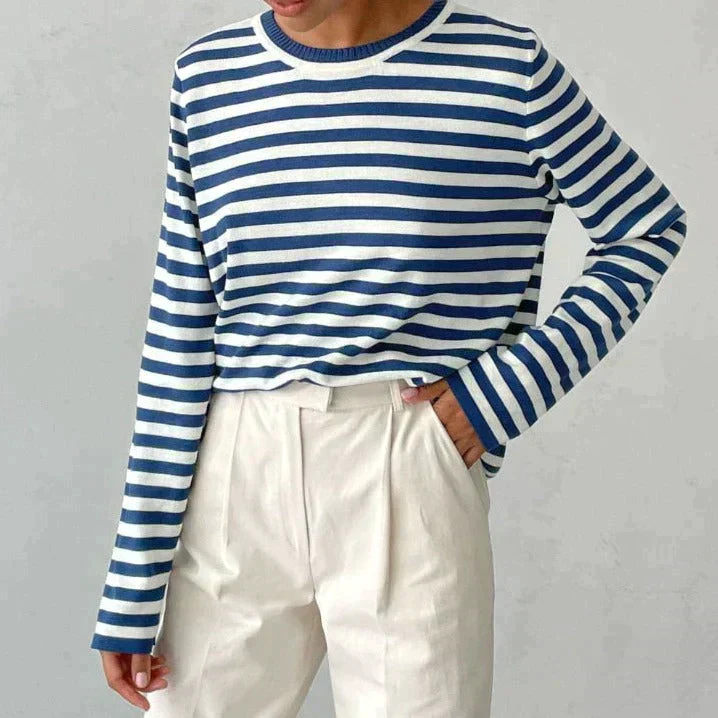 Elara Striped Cotton Long Sleeve Shirt - Image 3