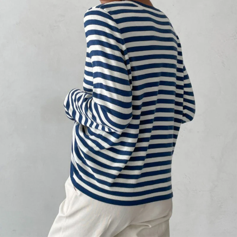 Elara Striped Cotton Long Sleeve Shirt - Image 4