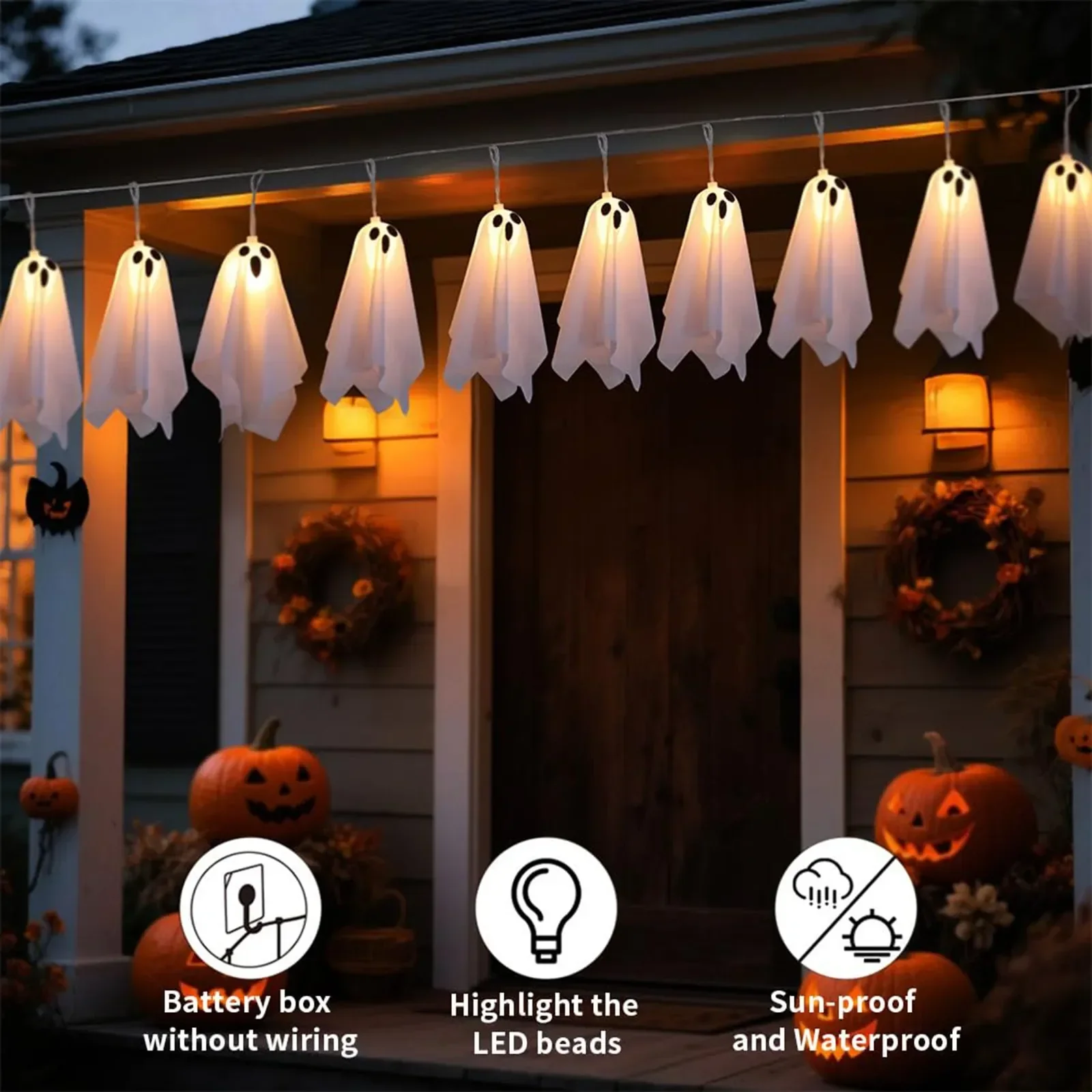 Ghost LED String Lights – 8 Mode Waterproof Hanging Garland - Image 12