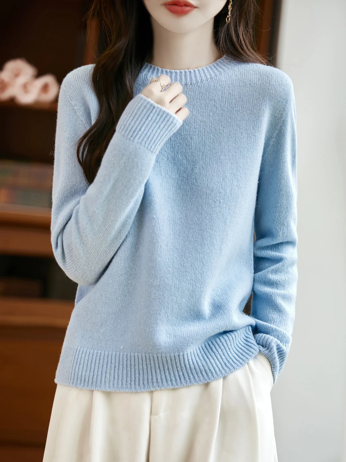 Merino Wool O-Neck Sweater - Image 4