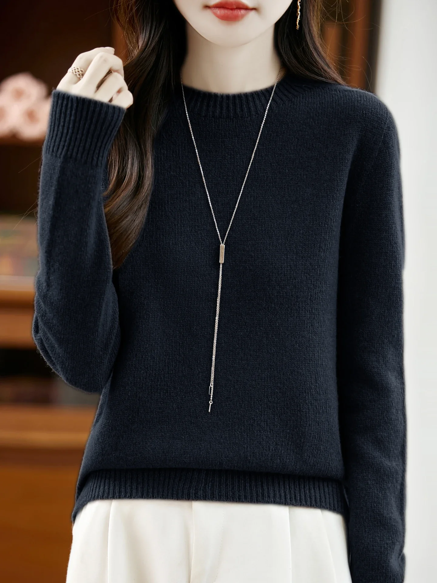 Merino Wool O-Neck Sweater - Image 7