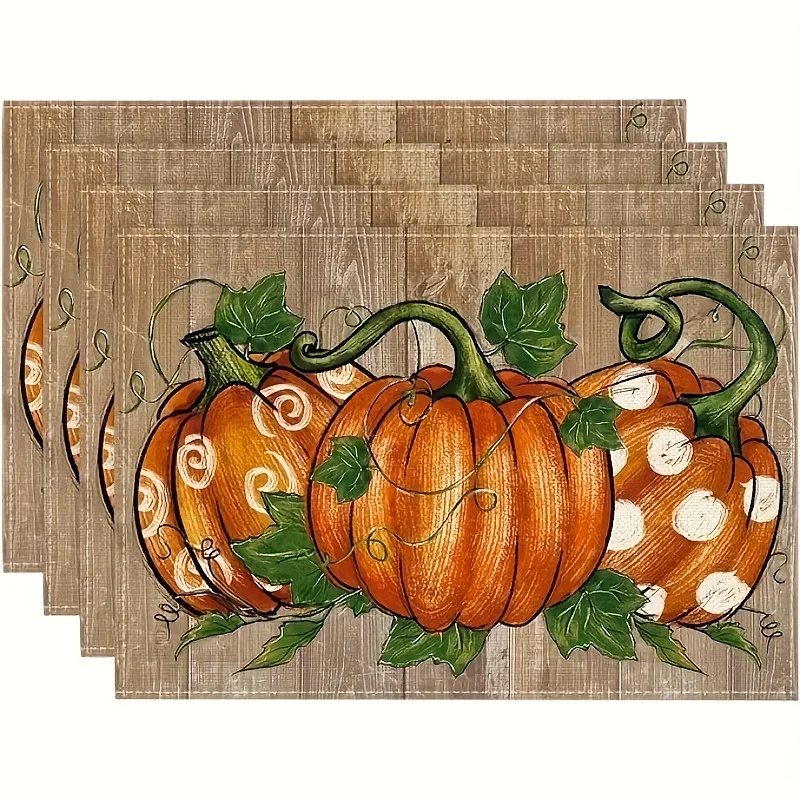 Pumpkin Print Linen Table Placemats - Image 11